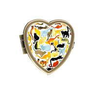 Colorful Cats Custom Fashion Bronze Tone Heart Pill Box Medicine Tablet Holder Wallet Organizer Case for Pocket or Purse