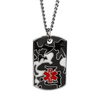 My Identity Doctor - Custom Engraved Medical Alert Dog Tag Necklace, Stainless Steel, Camouflage Design, 1.6 x 1 Inch - 27 Inch Chain