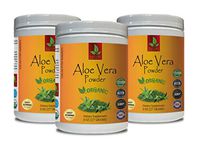 Organic Cholesterol lowering Supplements - Aloe Vera Organic Powder - Pure and Potent Ingredients - Aloe Vera Gel Powder Organic - 3 Cans 24 OZ (195 Servings)