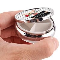Pill Box Organizer Case with 3 Compartments Chihuahua Fashion Cute Metal Round Silver Pill Box Jewelry Vitamin Fish Oil Box