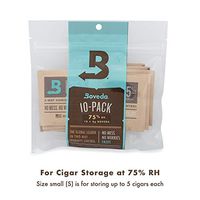 Boveda for Cigars/Tobacco | 75% RH Humidity Control Packs | Size Small for Use with Up to 5 Cigars | Patented Technology for Cigar Humidors | 10-Count Resealable Bag