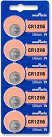 Murata CR1216 Battery 3V Lithium Coin Cell - Replaces Sony CR1216 (5 Batteries)