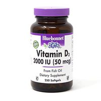 Bluebonnet Nutrition Vitamin D3 2000 IU Softgels, Aids in Muscle and Skeletal Growth, Cholecalciferol from Fish Oil, Non GMO, Gluten Free, Soy Free, Dairy Free, 250 Softgels