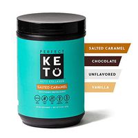 Perfect Keto Collagen Peptides Protein Powder with MCT Oil - Grassfed, GF, Multi Supplement, Best for Ketogenic Diets, Use in Coffee, Shakes for Women & Men – Salted Caramel