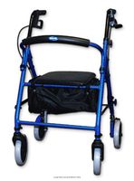 Soft Seat Aluminum Rollator With Round Back Blue