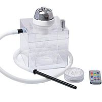 SSOLEREIT Family Bar Club Party Outdoor Cafe Hookah with LED Light Remote Control Shisha Heads Pot Modern Acrylic Bubble Hookah Hookah Pen for Smoking Enjoyment.