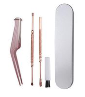 Easyinsmile Earwax Removal Tool Ear Tweezers with LED Light Curette Ear Cleaner Care Safe Flashing for Kids Baby Women Men (Stainless Steel 4Pcs)