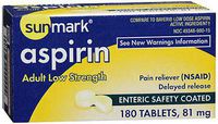 Sunmark Aspirin Adult Low Strength 81 mg Enteric Safety Coated Tablets - 180 ct, Pack of 5
