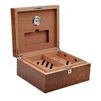 Lxc High Gloss Lacquered Black Walnut Wood Set Metal Cigar Humidor Box Wooden Box Portable Cigar Humidor