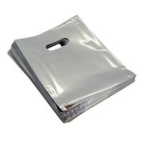 Wholesale Lot of 90 Silver Metallic Plastic Shopping Bags for Packaging (5"x7")