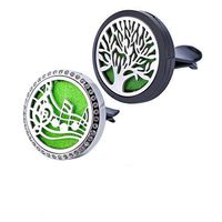 HOUSWEETY 2PCS 30mm Car Aromatherapy Essential Oil Diffuser Stainless Steel Locket Air Freshener with Vent Clip