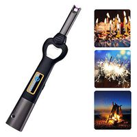 Arc Lighter USB Candle Lighter Flameless Rechargeable Electric Lighters Long Lighter Windproof Plasma Lighter with Bottle Opener and LED Flashlight for Candle,Gas Stove,Grill,BBQ,Cooking,Fireplace