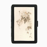 Perfection In Style Black Color Metal Cigarette Case Vintage Flowers Design 004