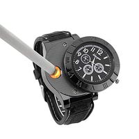 New Military USB Lighter Watch Men's Casual Wristwatches with Windproof Flameless Cigarette Cigar Lighter (Gun Color)