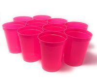 CSBD Stadium 16 oz. Plastic Cups, 10 Pack, Blank Reusable Drink Tumblers for Parties, Events, Marketing, Weddings, DIY Projects or BBQ Picnics, No BPA (Hot Pink)