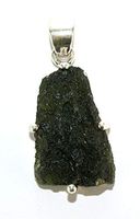 Moldavite Sterling Silver Pendant Raw Natural Crystal MOLDP1813