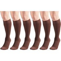 20-30 mmHg Compression Stockings for Men and Women, Knee High Length, Closed Toe Brown Medium (6 Pairs)