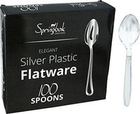 Springbok Home Silver Look Plastic Cutlery Spoons (100 Count)