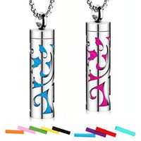 Diffuser Necklace, Essential Oil Container Pendant Necklace 316L Stainless Steel Aromatherapy Locket Anxiety Whistle Necklace Gift for Men Women (4)