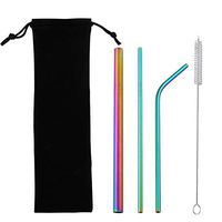 Trenton Reusable Straws, 2 Straight + 1 Curved Stainless Steel Drinking Straws with Cleaning Brushes and Carry Bag 5#