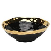 Bowl Bowls Dishware Nordic Ceramic Bowl, Black Gilt Bowl Bowl Of Large Bowl Can Be Used for Soup, Salad, Instant Noodles, Cooking Vegetables, Fruit [6in, 7.8in] for kitchen restaurant gifts Hotel tabl