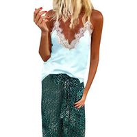 Sexy Tops Women 2019, Liraly Ladies V-Neck Lace Up Patchwork Sleeveless Tank Camis Top(Light Blue,US-6 /CN-M)