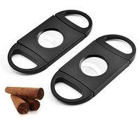 JUUM Black Plastic Cigar Cutter V-Cut Stainless Steel Double Blade Cigar Scissors, 2 Pack