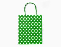 12CT Medium Green Polka DOT Biodegradable, Food Safe Ink & Paper, Premium Quality Paper (Sturdy & Thicker), Kraft Bag with Colored Sturdy Handle (Medium, P.Green)