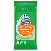Scrubbing Bubbles Antibacterial Bathroom Flushable Wipes Bathroom and Toilet Cleaner, Citrus Action, 28 count