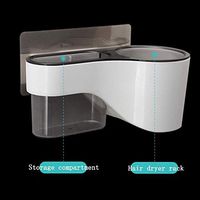 Multifunctional Hair Dryer Rack Wall Mount, Plastic Creative Bathroom Containers, Punch-Free Drainer Shower Organizer, Suction Cup Storage Shelves (Black) (Color : Black)