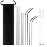 Sunhanny Stainless Steel Straws for 30oz 20oz Tumblers Cups Mugs,Reusable Metal Drinking Straws with Cleaning Brush(4 Straight + 4 Bent + 2 Brushes+Carry Bag) (set of 8)