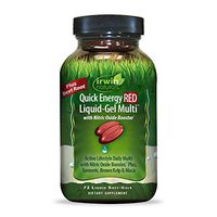Irwin Naturals Quick Energy RED Liquid-Gel Multi with Nitric Oxide Booster - High Potency Multivitamin, Multi-Mineral Nutrient Support - Super Foods, Maca, Beet, Turmeric & More - 72 Liquid Softgels