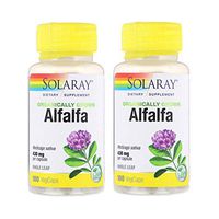 SolaRay Organically Grown Alfalfa Whole Leaf Dietary Supplement 430 Milligrams (100 VegCaps) Pack of 2