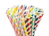 PARTYSOME 240 Classic Biodegradable Paper Straws, for Boy/Girl Baby/Bridal Shower, Anniversary, 21st/30th/50th Birthday, Engagement, Sweet 16, Bachelorette Party, Wedding Decorations Supplies