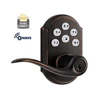 Kwikset 912 Z-Wave SmartCode Electronic Touchpad with Tustin Lever, Featuring SmartKey in Venetian Bronze, Works with Alexa via SmartThings, Wink, or Iris