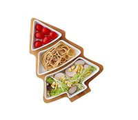 Bowl Fruit Plate, Ceramic Multi-Grid Fruit Platter Creative Living Room Three Grid Dry Fruit Snack Melon Seeds Set Modern Minimalist Christmas Tree Hotel tableware home noodles boiled fish soup bowl