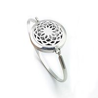Chrysanthemum Essential Oil Diffuser Cuff Bracelet Stainless Steel Aromatherapy Perfume Locket Pendant Bangle-20MM