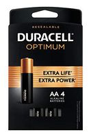 Duracell Optimum AA Batteries | Premium Double A 1.5V Alkaline Battery | Convenient, Resealable Package | Made in USA | 4 Count
