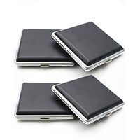 TYI 4PCS Cigarette Storage Case Tobacco Box Black Holder Slim Faux Leather Metal Frame Case Box Container for Lighter can Accommodate 20 Cigarettes