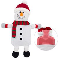 HomeTop Premium Classic Rubber Hot Water Bottle with Cute 3D Animal Cover (2L, Smiley Snowman)