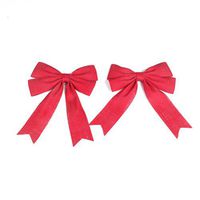 Pixnor Jute Burlap Bow Car Bow Red Gift Bow for DIY Craft Decoration Pack of 2