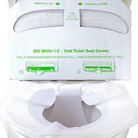Biodegradable Half-Fold Toilet Seat Covers 250 Pk. Self-Flushing, Disposable Potty Papers Keep Toilets Clean and Family Healthy. Sanitary Paper Safety Covers for Commercial, Home, Travel and Kids Use