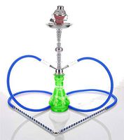 2 hose 23" Hebron Green Hookah Shisha Nargila water glass vase pipes smoke sale