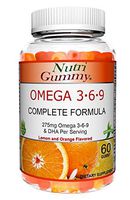 Omega 3 6 9 + DHA Gluten-Free Gummy, Advanced Complete Vegetarian Formula with Vitamin C - Fatty Acids Lemon and Orange Flavored No Fish Oil Taste, 60 Gummies