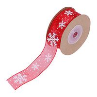Happyyami Christmas Mesh Ribbons Snowflake Ribbons DIY Craft Ribbon for Christmas Tree Wreath Gift Wrapping Decoration 2.5x100cm (Red)