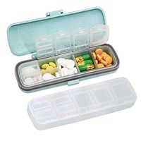 Pill Organizer for Travel,7 Compartments Multi-layer Sealed Pill Case Moisture Proof Pill Box for Vitamin Fish Oil Supplements(Blue)