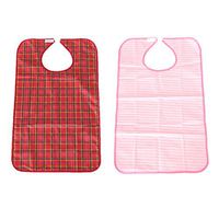 dailymall 2 Colors(Pink & Red) - Pack of 2pcs Adult Bibs - Reusable & Washable, Waterproof Mealtime Clothing Protector, 75 x 47cm