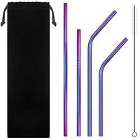 Raking Stainless Steel Straws for 30oz 20oz Mugs Cups Bottle Tumbler with Cleaning Brush (Colorful)