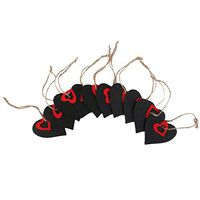 WINOMO 10pcs Mini Heart Shape Hanging Wooden Blackboard Gift Price Tags (Red)