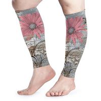 Pink Brown Daisy Flower Butterfly Calf Compression Sleeve Men Womens Running Leg Sleeve for Shin Splint Muscle Pain Relief (1 Pair)